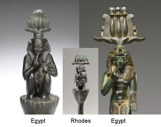Harpocrates of Egypt (left & RIGHT) of Rhodes / Nymphia (centre)