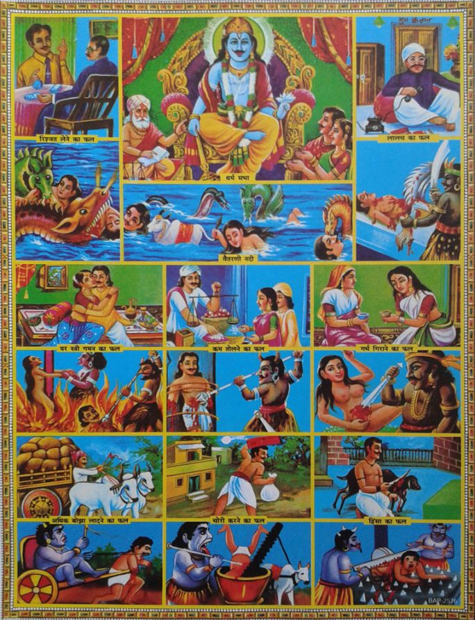 The jiva is reminded of his sin and punished accordingly